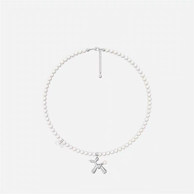 Pearl Puppy สร้อยคอโซ่ธรรมดาหญิงน่ารักแฟชั่น High-End Feeling All-Match Design Clavicle CHAIN สร้อยค