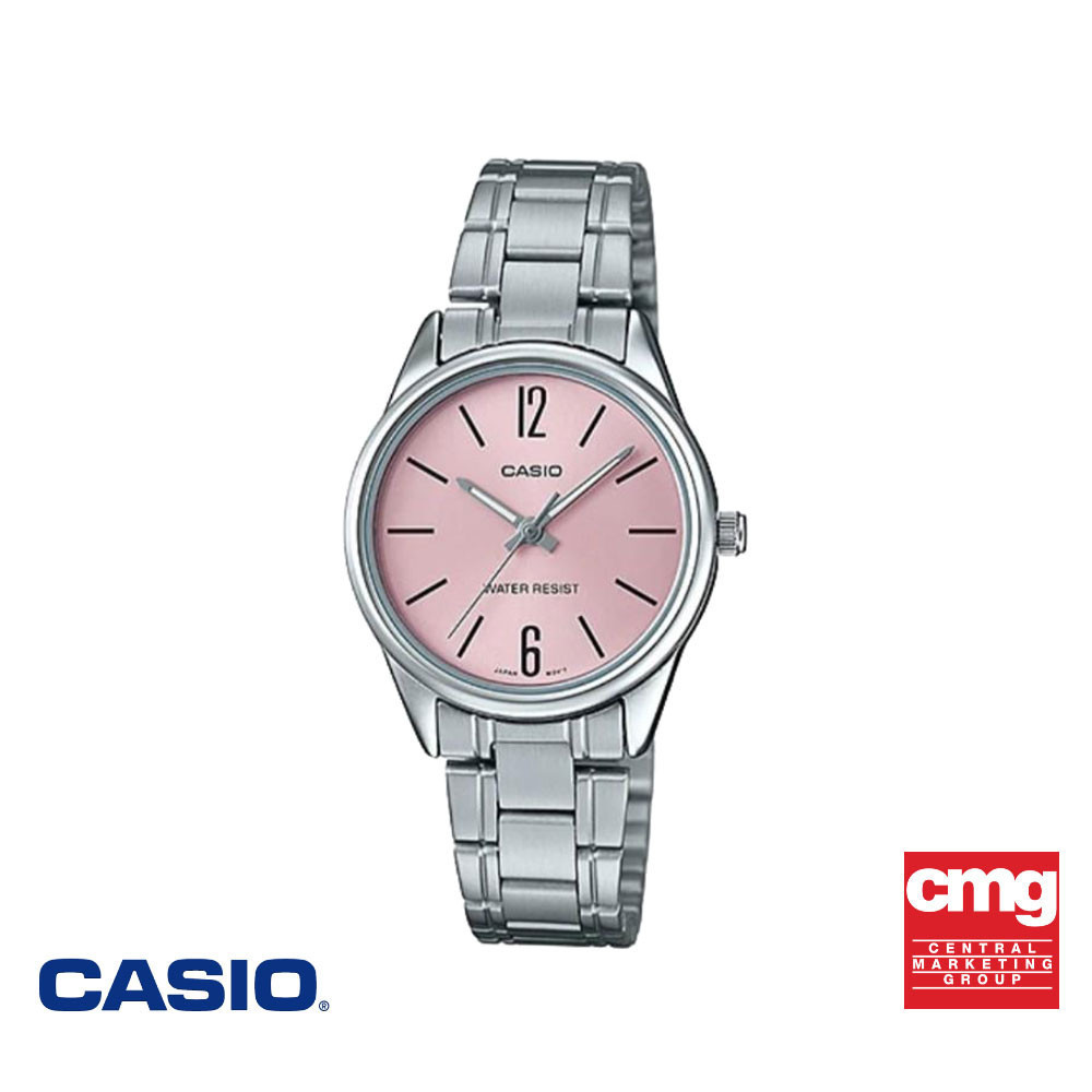CASIO นาฬิกาข้อมือ CASIO รุ่น LTP-V005D-4BUDF วัสดุสเตนเลสสตีล สีชมพู
