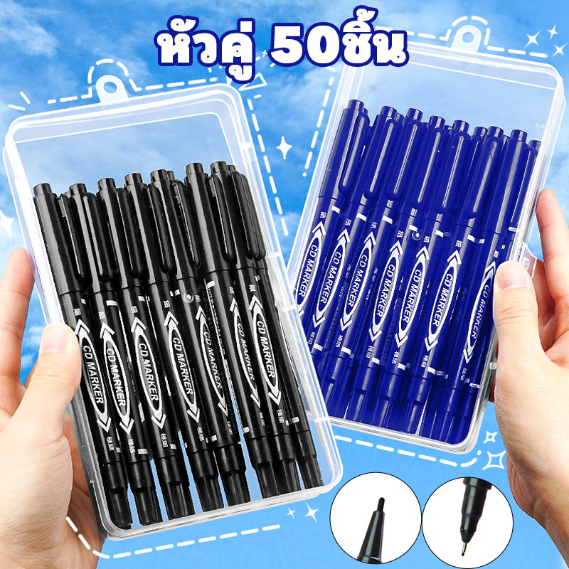 ปากกามาร์คเกอร์ถาวรกันน้ํา , เครื่องหมาย 2 หัว, ปากกาเขียนหมึกสีน้ําเงิน/ดํา/แดง สําหรับพลาสติก / เหล็ก / ไม้ / ผ้า / หนัง / แก้ว