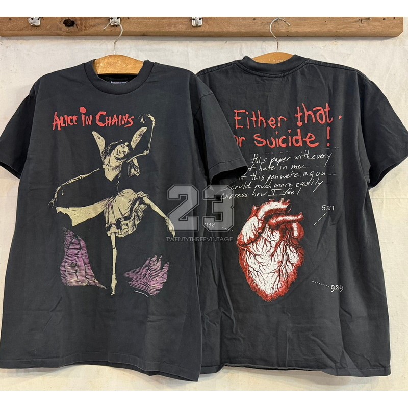 [ 23 ] ALICE In Chains Either that or suicide! Bio Washed เสื้อวินเทจ เสื้อทัวร์ วงร๊อค  vintage shirt