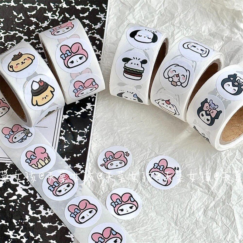 < > Sanrio Roll Stickers Handbook Material Decorative Cinnamon Dog Envelope Sealing Stickers Dot Sti