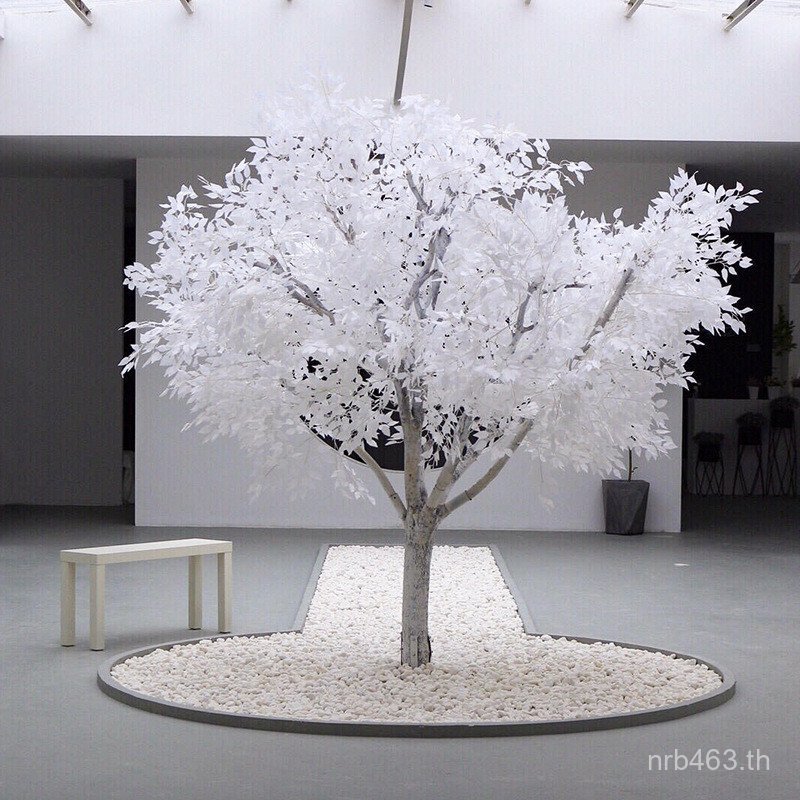 ห้างสรรพสินค้าโรงแรมขนาดใหญ่ในร่มอินเทอร์เน็ตคนดังภูมิทัศน์ต้นไม้ฟิคัสแต่งงานจําลองสีขาวตกแต่งสีขาวต