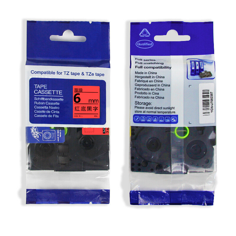 Deyin ใช้ Brother Brother PT-D200PT-D210PT-2030 ป้ายเครื่องริบบิ้นตัวอักษรสีดําบนพื้นหลังสีแดง