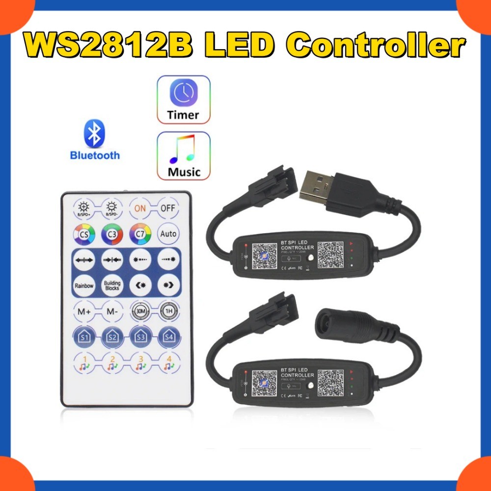 WS2812B 28Keys Controller บลูทูธเพลง APP ควบคุมสําหรับ Pixel LED Strip Light SK6812 WS2811 WS2812 เท