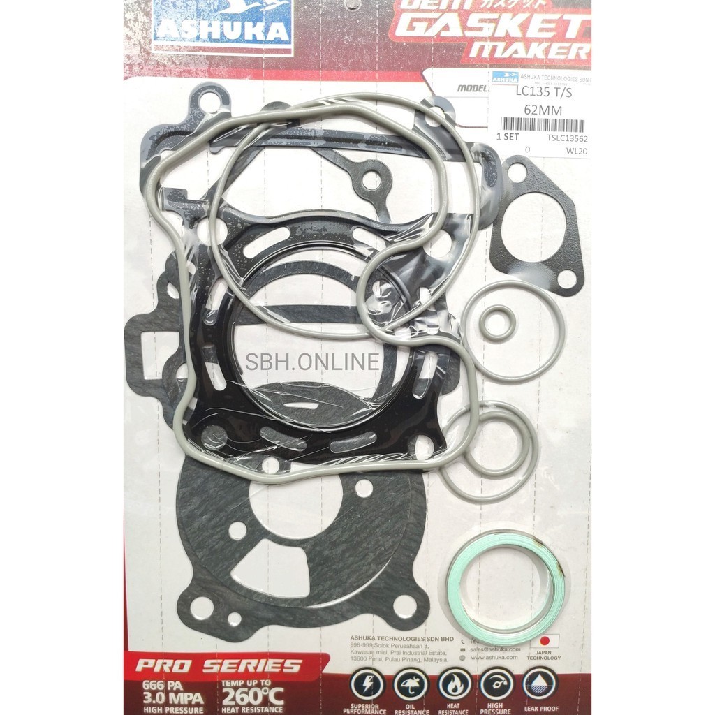 LC135 ASHUKA TOP SET GASKET 57MM 58MM 60MM 62MM