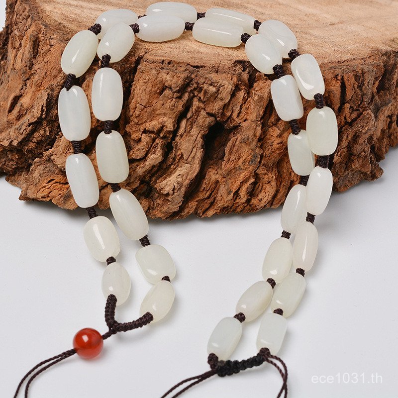 สร้อยคอเชือกถักสำหรับทั้งผู้ชายและผู้หญิง เชือกเส้นเล็กพร้อมจี้หยก เฮเทียน 2BRT งานแฮนด์เมด