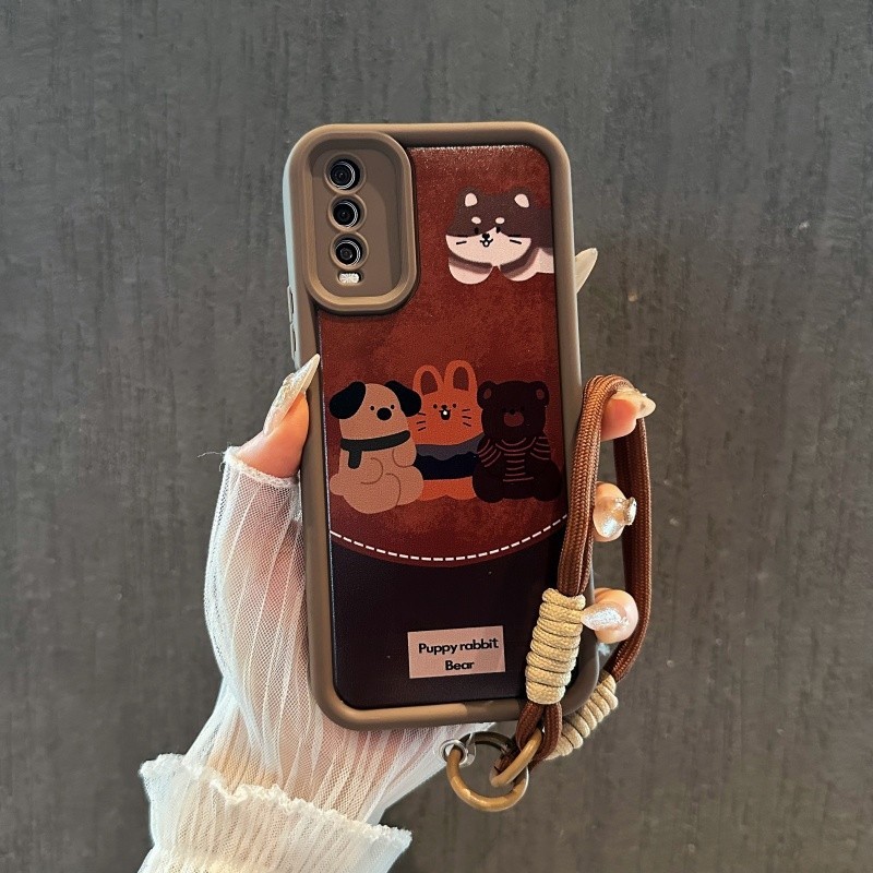 การ์ตูนน่ารักแมวสุนัขสร้อยข้อมือเคสโทรศัพท์สําหรับOPPO A3 PRO A94 A93 A5S A57 A77 A7 A12S Realme C20
