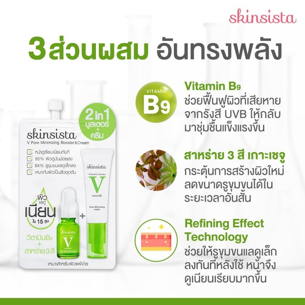 (1ซอง) สกินซิสต้าร์ แบบซอง Skinsista V Block V Acne Clear Vit C Booster&Cream - รูปที่ 3