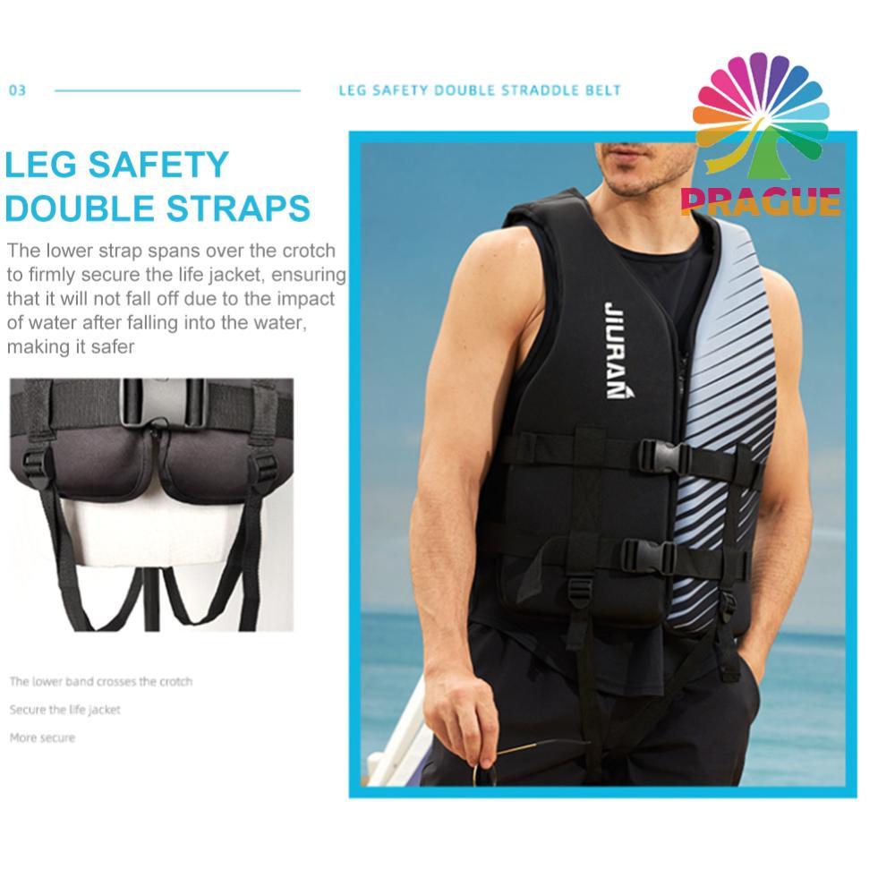 Neoprene Drifting Safety Vest ปรับผู้ใหญ่เด็กพายเรือเสื้อชูชีพนุ่มปลอดภัยไนลอน Webbing Breathable อุปกรณ์เสริมกลางแจ้ง [prague.th]