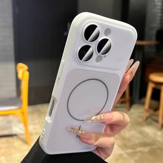 Luxury Large window acrylic Wireless magnetic charging matte phone case for iPhone 17 Pro Max 16 Pro Max 15 Pro Max 14 Pro Max 13 Pro Max 12 11 Pro Max shockproof with camera protection Anti-Fingerprints Case iPhone 15 Pro Full Cover