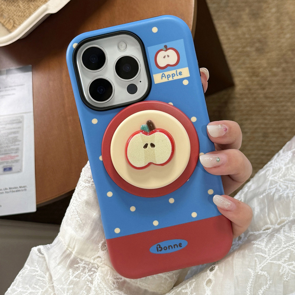 Insครึ่งผลไม้แผ่นสีแดงแม่เหล็กกรณีผู้ถือสําหรับIphone 17 17Air 16 15 14 11 12 13 PRO MAXปลอกฝาครอบป้องกันAT2772