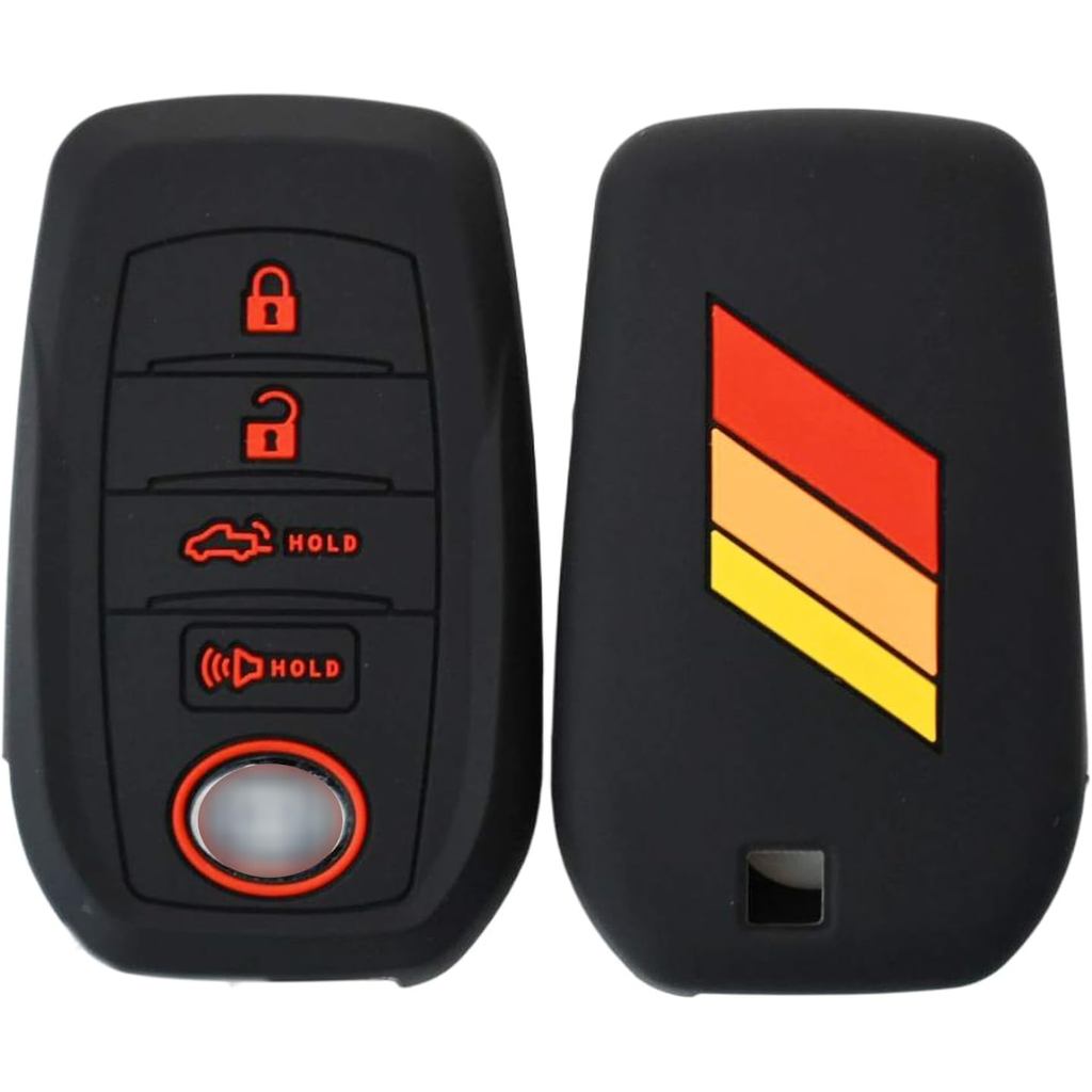 ซิลิโคน 3 Racing Stripes /// Trimed Key Fob สําหรับ Toyota Land Cruiser 2021 + Venza RAV4 4Runner Co