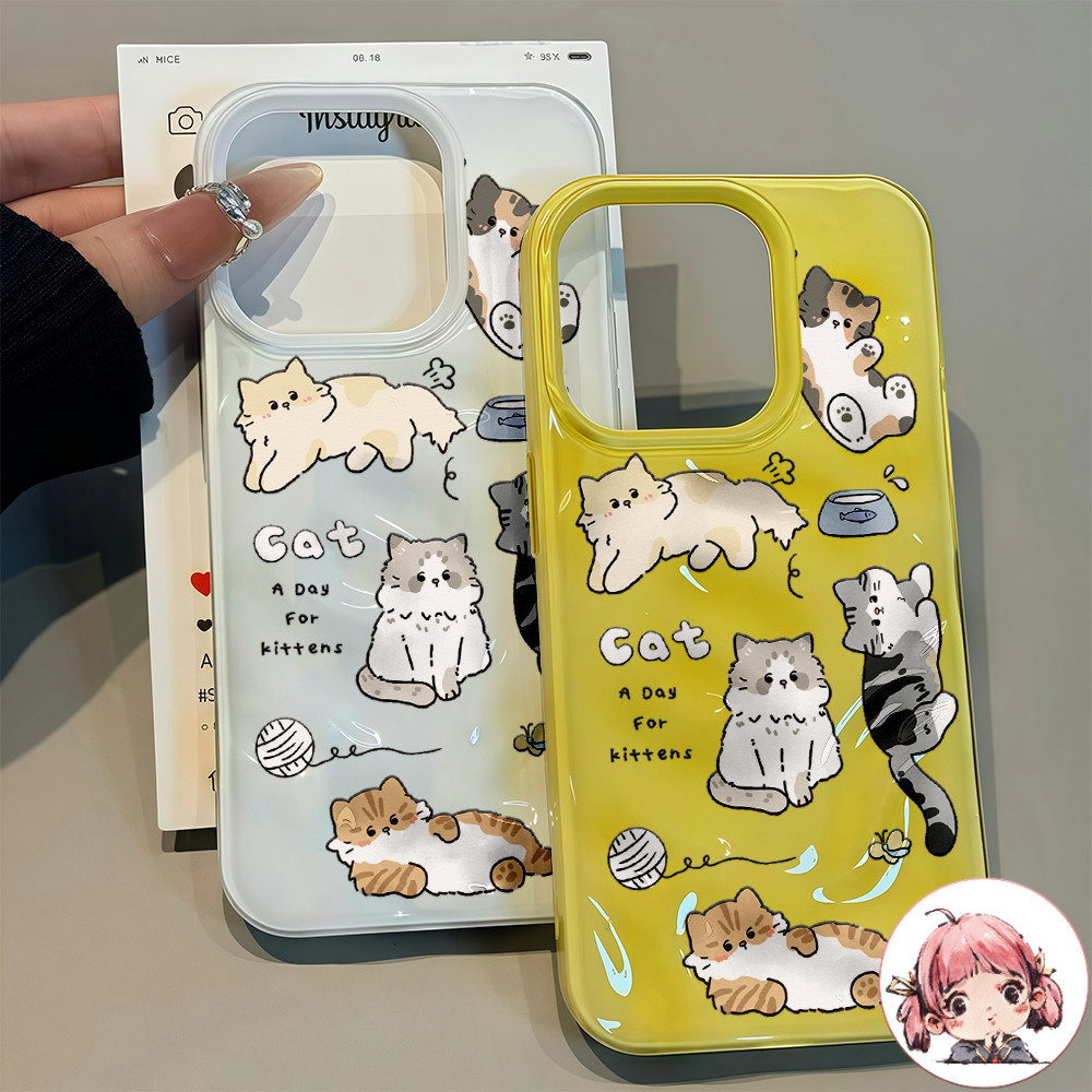 สต๊อกไทย เคสโทรศัพท์รุ่น11 ลายแมว น่ารัก เคสนิ่มครอบแบบอุกกาบาต For IPhone17 11 12 13 6/7/8 14 15PLUS 16ProMAX XR XSMAX