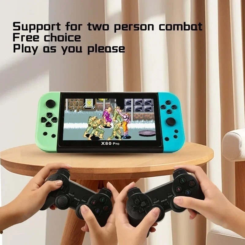 X80Pro 7.0 Inch IPS Retro Game Console 16GB 10000 Games Arcade PS1 13 Emulator Children's Gifts