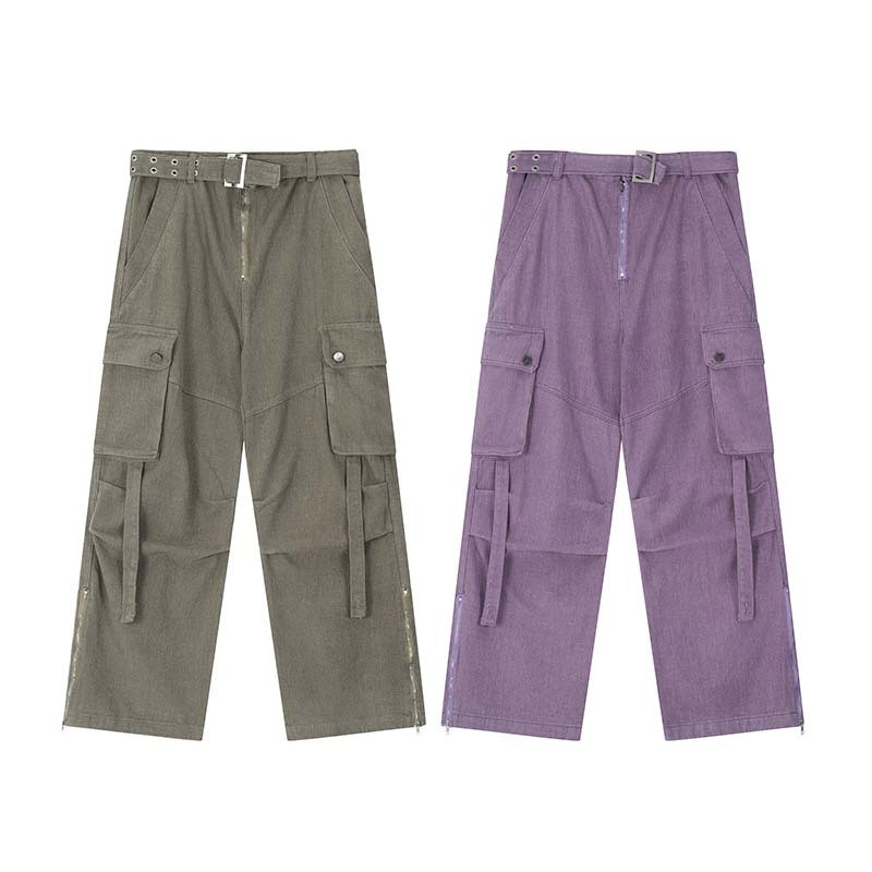 Great Buy Purple Fashion Design Multi-pocket Hip-hop Streetwear Cargo Jeans