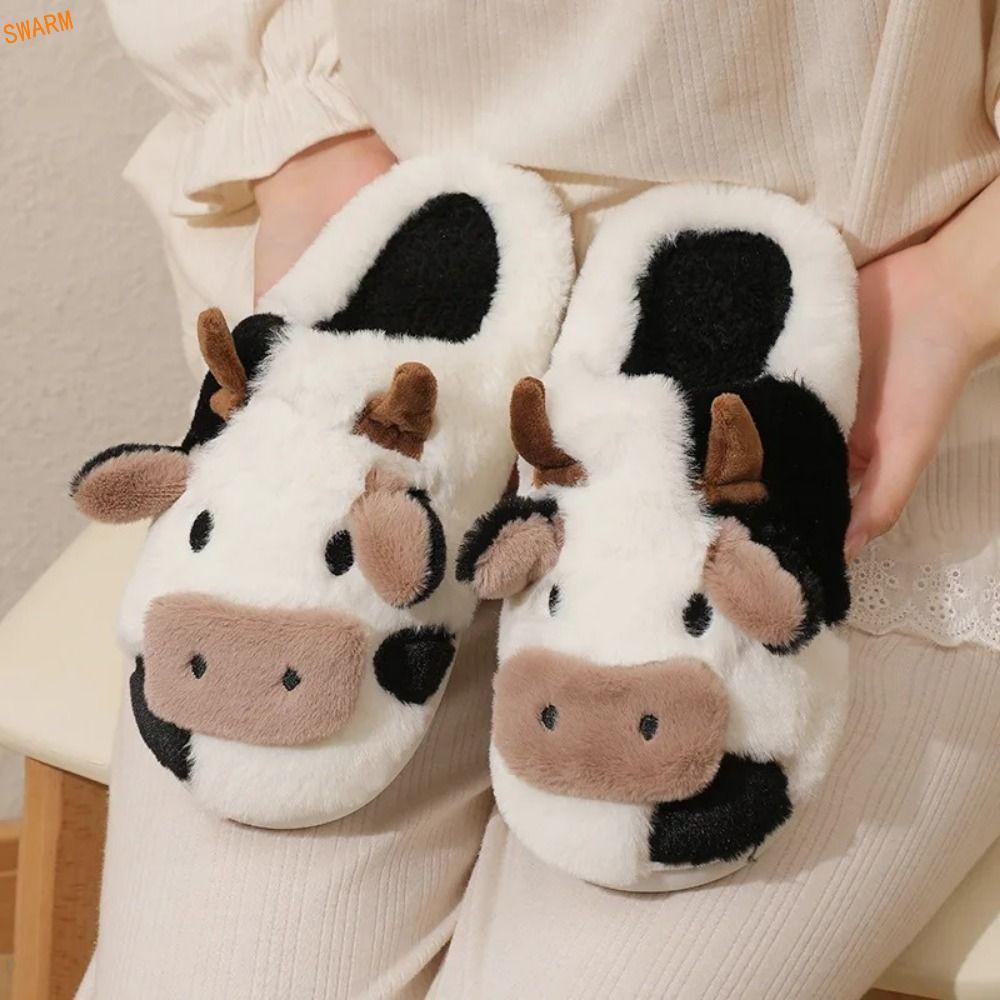 รองเท้าแตะตุ๊กตาCow Toe Wrap คู่ ออกแบบน่ารัก นุ่มและอบอุ่นสำหรับฤดูหนาว