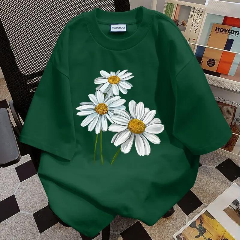 UT shop เสื้อยืด oversize เสื้อแฟชั่น คอกลม ผ้าCotton 100% แขนสั้น ใส่สบาย ไม่ต้องรีด   'Little Daisy' - รูปที่ 5