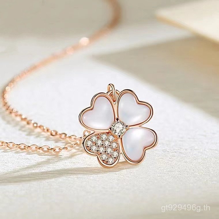 ใหม่หรูหรา Clavicle Chain จี้หญิง Niche Four-leaf Clover หญิงออกแบบเกาหลีรุ่น s925 สร้อยคอเงินสเตอร์