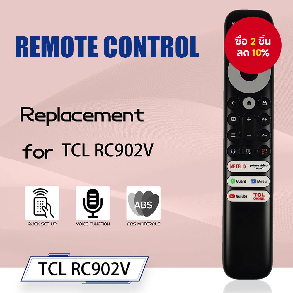 เปลี่ยนรีโมทคอนโทรล RC902V FMR4 การเรียนรู้อินฟราเรดสําหรับ TCL 8K Qled สมาร์ททีวี Remoto 50P725G