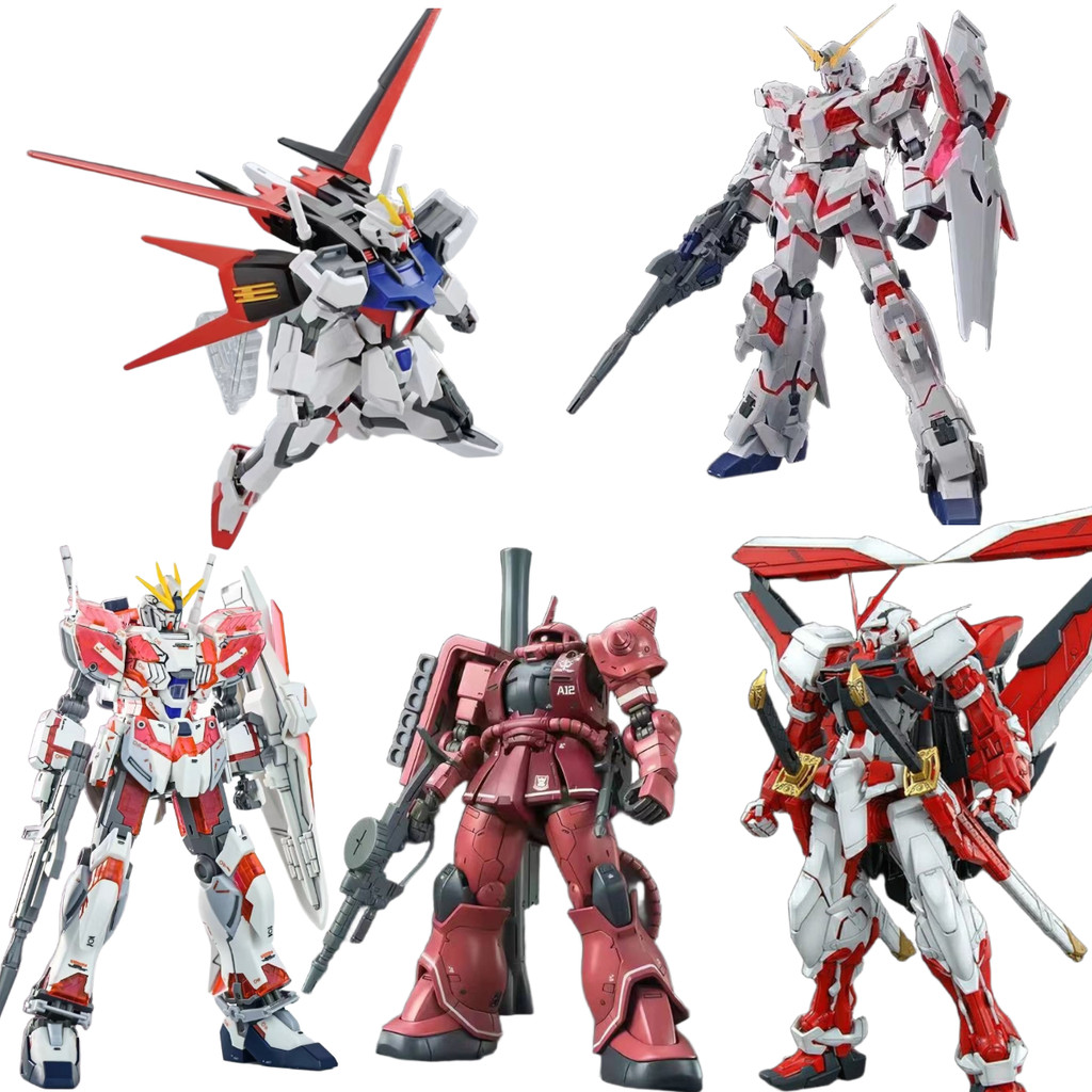 Mecha Model Assembly HG1/144 Assembly Model ของเล่นเด็กของขวัญวันเกิด Narration Heresy Red Machine Unicorn Strike Warrior + กระเป๋าเป้สะพายหลัง