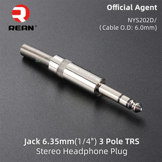 REAN 6.35 มม.2/3 เสาสเตอริโอปลั๊ก Gold-plated 1/4′′ Mono ชุดหูฟังไมโครโฟน Solder TRS ลําโพงกีตาร์ TS Connecto