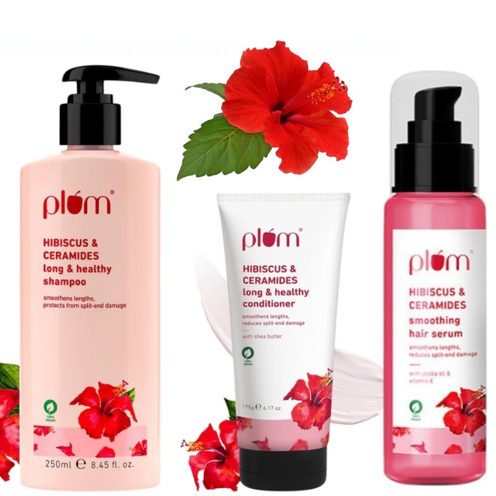 Plum All Hair Hibiscus & Ceramides Conditioner Shampoo Serum | Nourishing Formula with Shea Butter | – โปรปัง