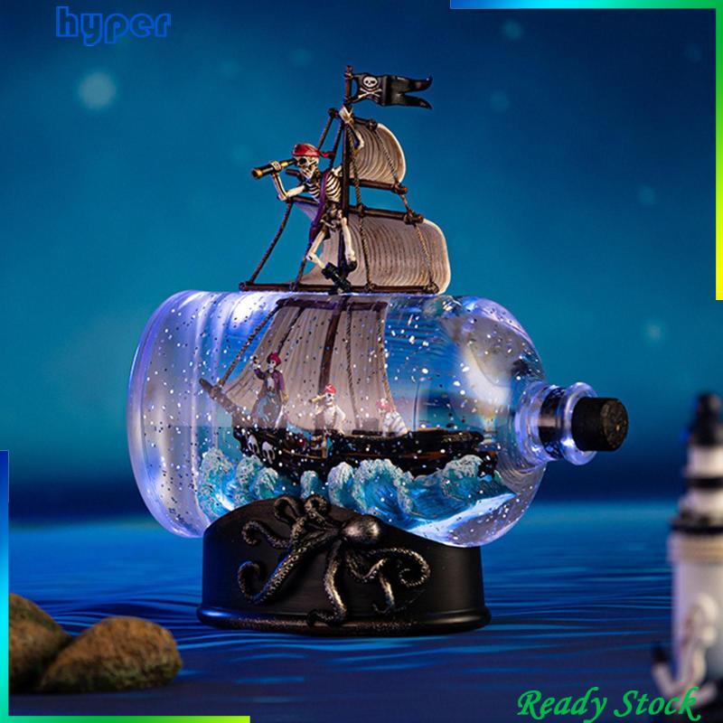 [Hyper] Caribbean Pirate Model Ship in A Bottle Table Top Nautical for Indoor Office