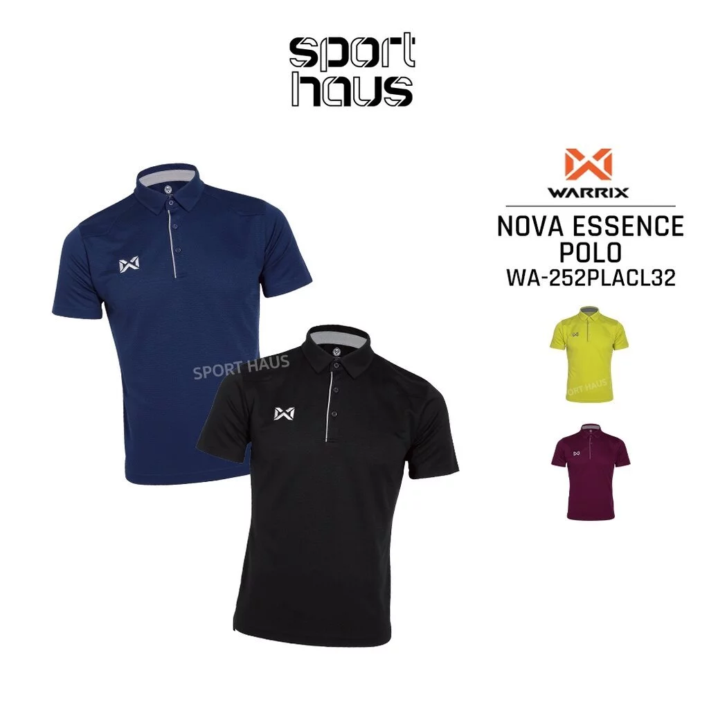 ใหม่ล่าสุด!! WARRIX รุ่น Nova Essence เสื้อโปโล เสื้อคอปก วอริกซ์ (WA-252PLACL32) สีดำ/กรมท่า/เขียวมะนาว/เลือดหมู