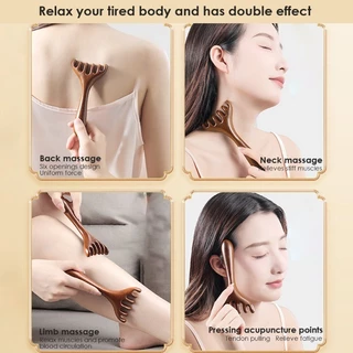 หวีนวดเขากวางกวางไม้สําหรับกดจุดร่างกายหัววัสดุธรรมชาติเครื่องมือดูแลสุขภาพสําหรับเดินทาง/สํานักงาน/บ้าน