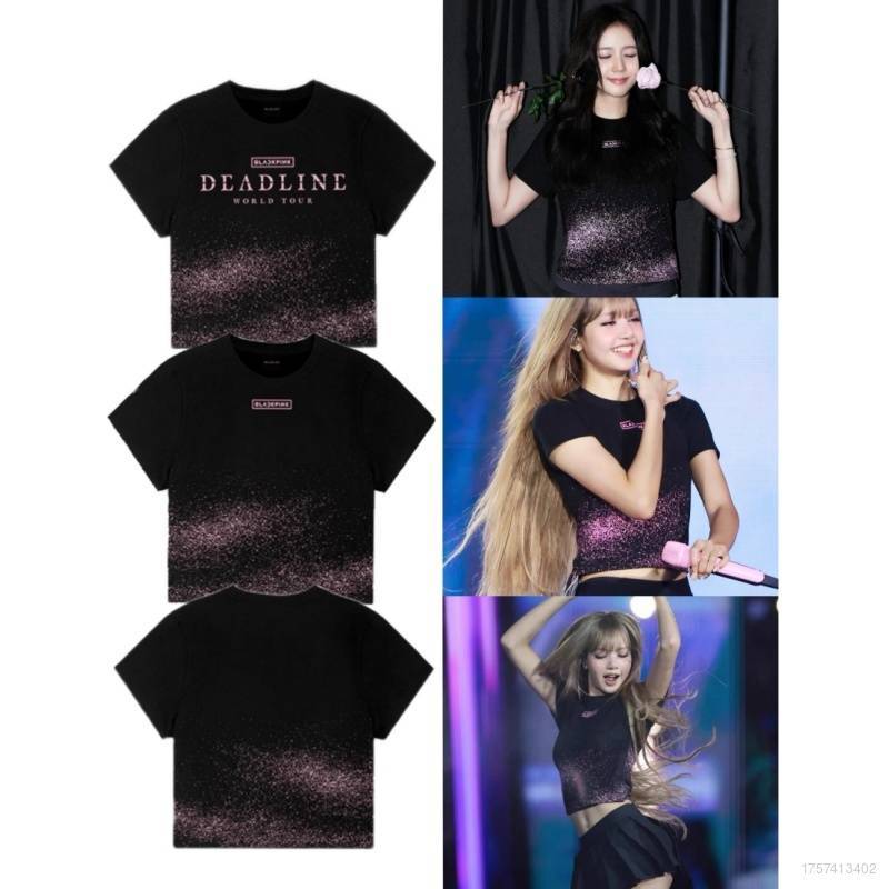 ✨พร้อมส่ง✨HZ PS2 BLACKPINK 2025 DEADLINE world tour LISA JISOO T-shirt KPOP short sleeve top SP2 ZH