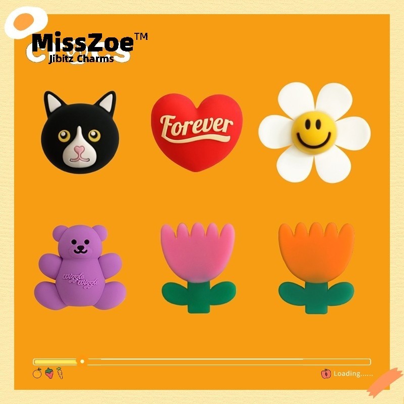 Crocs jibbitz wiggle wiggle Jibbitz รองเท้าแตะออกแบบลายหัวเข็มขัดน่ารัก ประดับหมีและดอกไม้