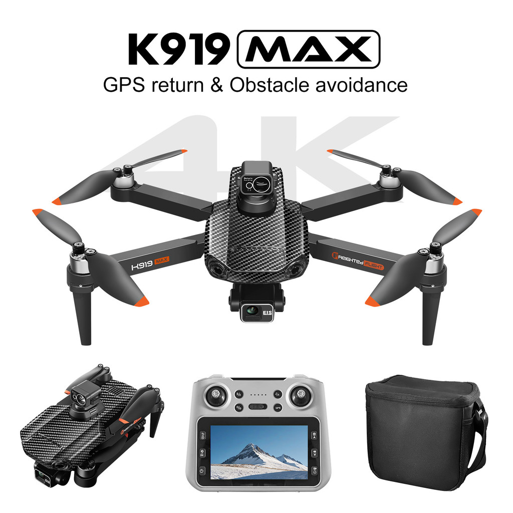 K919MAX Drone 4K สามแกน Anti-Shaking Gimbal กล้องทางอากาศ Quad-Axis เครื่องบินควบคุมหน้าจอพร้อมหลีกเ