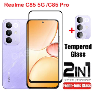 ป้องกันหน้าจอสําหรับRealme C85 5G C85 Pro 4G 5G 2025 คลุมทั้งหมดกระจกนิรภัยใสHDป้องกันรอยขีดข่วนฟิล์ม