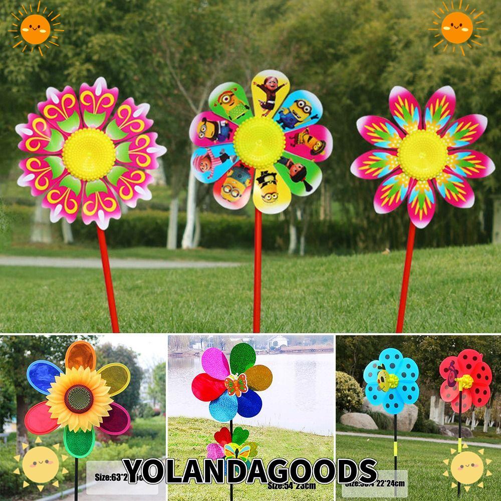 YOLANDAGOODS1 เค้าโครง Pinwheels ของเล่นสําหรับบ้านสวนของเล่นเด็กพลาสติก Wind Spinners