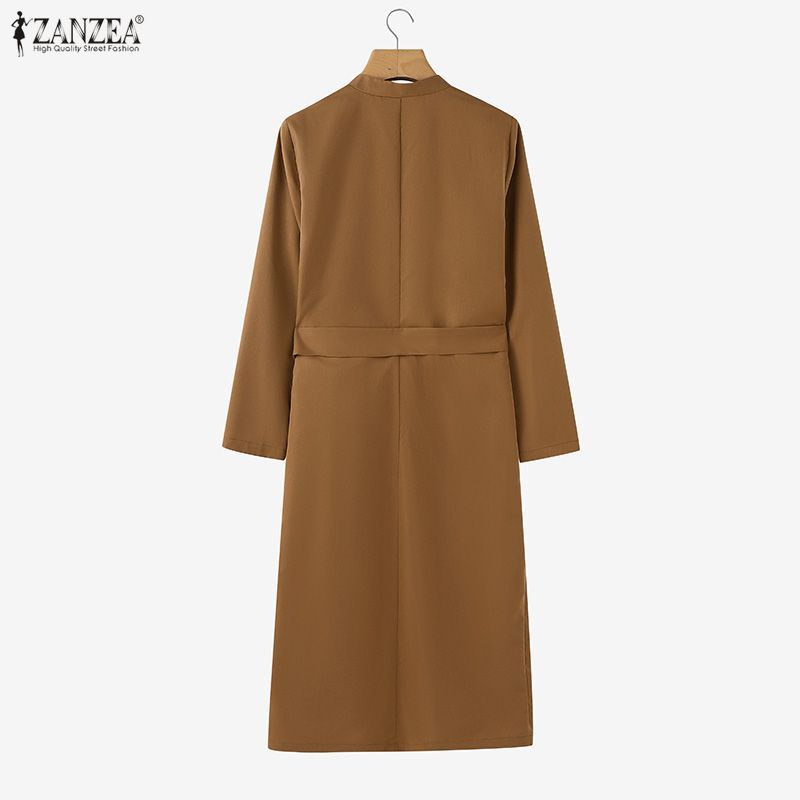 ZANZEA ชุดเดรสยาวสไตล์เกาหลีสำหรับผู้หญิง เหมาะสำหรับการทำงานในออฟฟิศ - รูปที่ 6