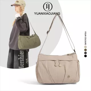 YUANXIAOJIANG กระเป๋าสะพายข้างผู้หญิง สีพื้น ความจุมาก กระเป๋าสะพายเดินทาง สำหรับเด็กผู้หญิง ดีไซน์อินเทรนด์