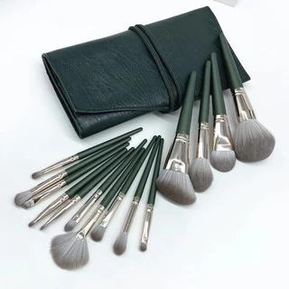 [กรุงเทพฯ ได้ส่งแล้ว]แปรงแต่งหน้า 14 ชิ้น Professional Brush Set Green Soft Powder Foundation Face Eye Brow Shadow