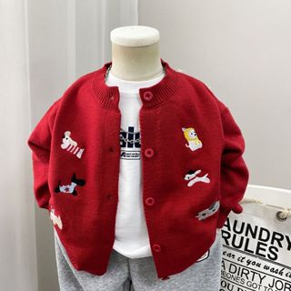 คริสต์มาสเกาหลีรุ่นเด็กเสื้อกันหนาวสีแดงสไตล์การ์ตูนสีแดงน่า…