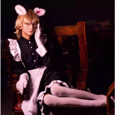 พร้อมส่งในไทย ชุดเมดยาว maid คอสเพลย์ แม่บ้าน ชุดคนรับใช้ชายชุดคอสชุดนักเรียนน่ารัก สองมิติแม่บ้านญี่ปุ่น โลลิต้า lolita - รูปที่ 4