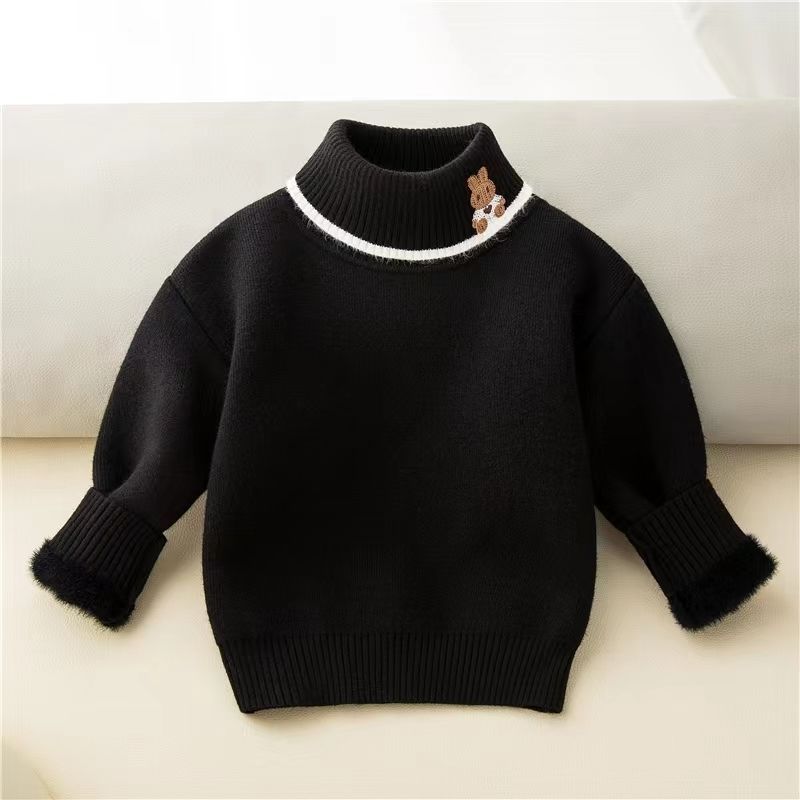 ฤดูหนาวใหม่ – เด็กหญิงเพิ่มผ้ากํามะหยี่เสื้อกันหนาวเด็กหนาคอสูงถักเสื้อ ราคา ถูกที่สุด ดีลบีเคเค แกลเลอรีภาพที่ 5
