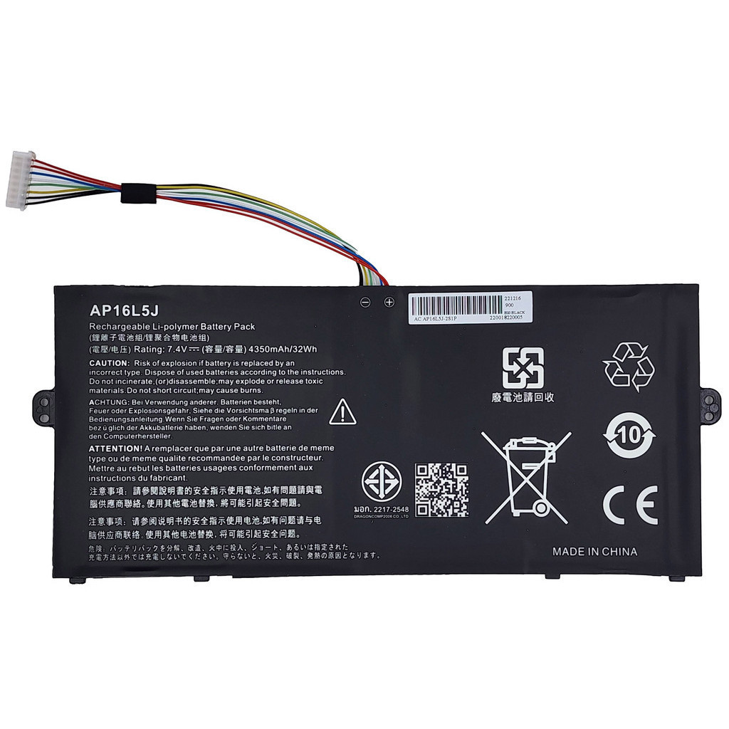 Battery เอเซอร์ ACER AP16L5J Swift 5 SF514-52T Spin 1 SP111-32N X514-51