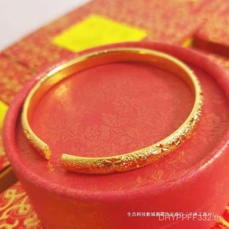 หญิง2025สร้อยข้อมือสีเดียวซีลเหล็ก999ยาวไม่จางหายมันวาวเวียดนามทรายทองแกะสลักสไตล์ใหม่ไม่จางหายภายใน