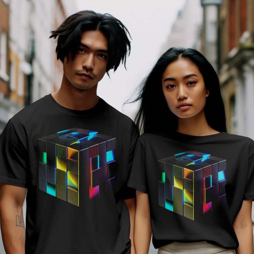 เสื้อยืดแบบพิมพ์ดีไซน์ 3D Cube V2 - DT0487