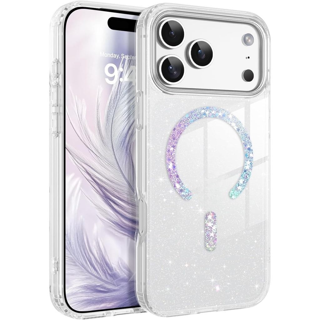 สําหรับiPhone 17 Proกรณี,คริสตัลใสGlitter Bling 17 Proเคสโทรศัพท์กันกระแทกSparklyน่ารักสาวสําหรับiPh