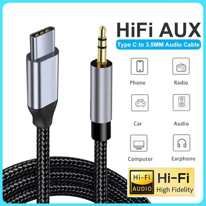 จัดส่งที่รวดเร็วUSB Type C ถึง 3.5 มม.แจ็คชาย AUX Audio Cable อะแดปเตอร์สําหรับหูฟังชุดหูฟังลําโพงรถ Aux สายไฟโทรศัพท์มือถือ
