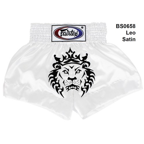 แฟร์เท็กซ์แซทิน Shorts สีขาวสำหรับมวยไทยและMMA