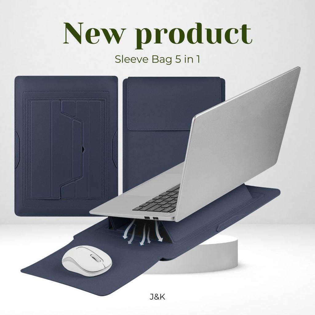 ซองเคส 5 in 1 ใส่โน๊ตบุ๊ค มีฐานรองตั้งแล็ปท็อปตั้งได้หลายแบบ ใช้เป็นที่รองเมาส์ได้ทั้งคนถนัดซ้ายขวา sleeve case