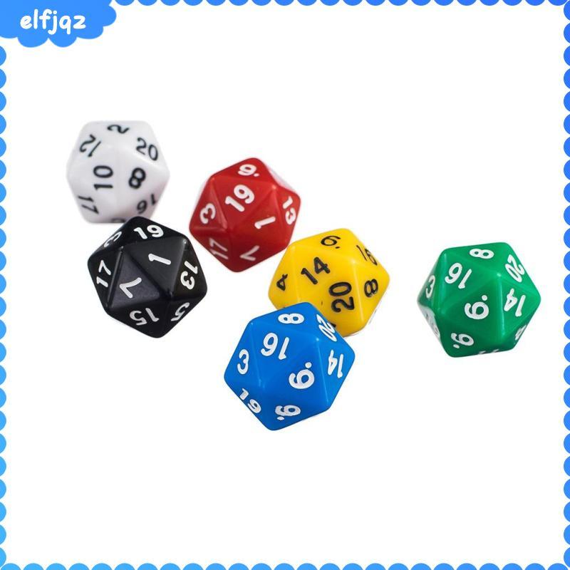 [elfjqz] 6x อะคริลิค 2 ซม.D20 ลูกเต๋าสําหรับ Dragon Scales RPG Board Party Games Couleur 1 #