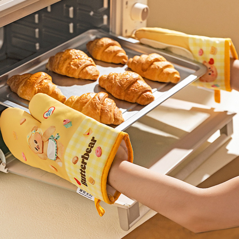 Modern ถุงมือกันร้อนสำหรับแม่บ้านในครัว ถุงมืออบขนมรูปหมีน้ำมัน สำหรับใช้ในครัว กันน้ำมันและน้ำได้ - รูปที่ 4