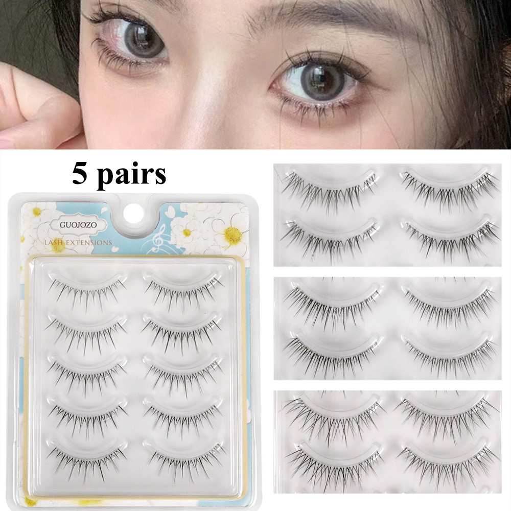 C-3 Clear Stem Cross Nature Lash Extension ขนตาปลอมเครื่องสําอาง 5 คู่